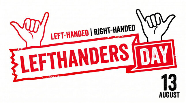 Left handers day celebration with rock hand gestures