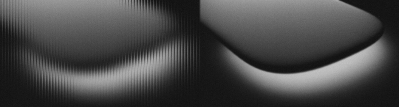 Grain monochrome noice overlay ribbed glass smooth edge abstract background wallpaper texture for dynamic web backdrop banner