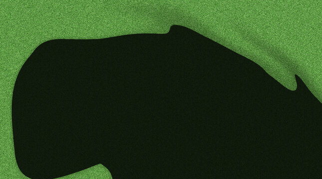 Abstract artistic digital composition featuring a bold flowing black organic shape layered over a vibrant textured lime green surface with a grainy aesthetic that creates a modern and minimalist desig