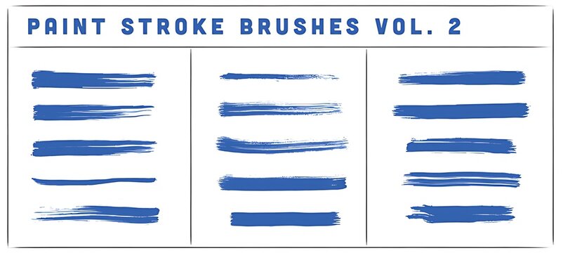 Paint stroke brushes set colorful vector design isolated on white background