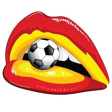 Spain Flag Lipstick Football Soccer Supporters Vector illustration EPS isolated on white
