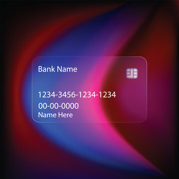 Bank card glass morphism with abstract background
