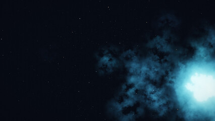 Blue cosmic nebula cloud and stars in deep outer space background © 88