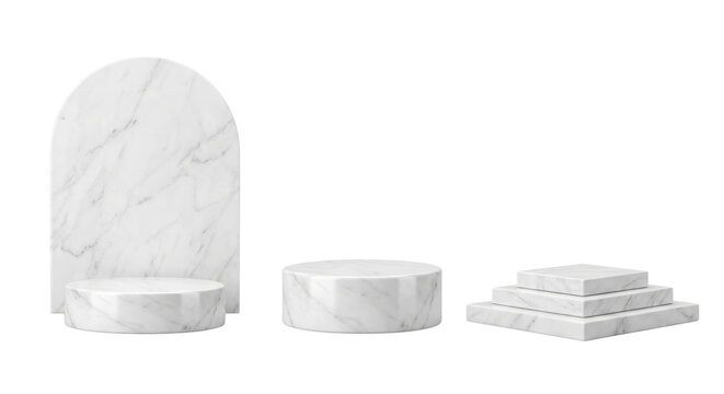 Marble podium display set for product presentation