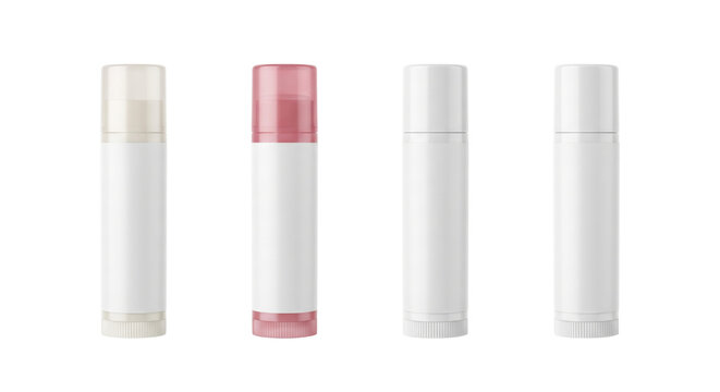 Blank lip balm tubes makeup packaging mockup set