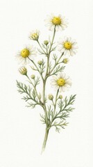 Obraz premium Watercolor illustration of a chamomile plant