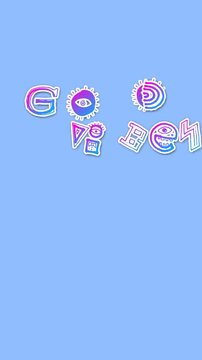 Seamless funny vertical video of doodles handwritten text good vibes isolated on a white background. Stop motion zine culture video loop.