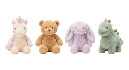 Fototapeta premium Cute colorful stuffed plush animals set for kids