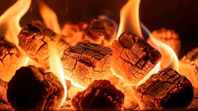 fire in fireplace