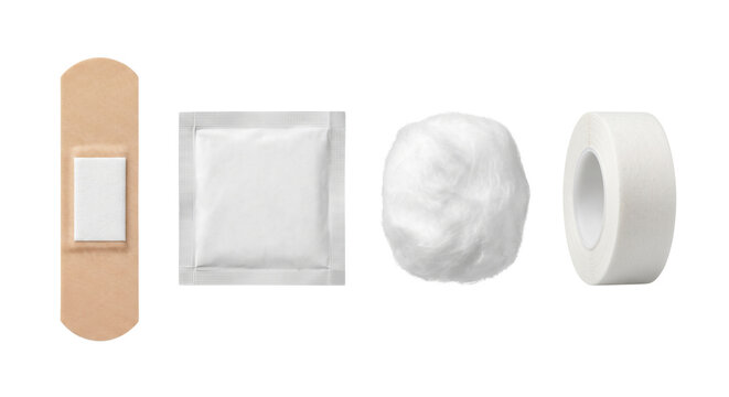 First aid wound care set with bandage gauze cotton tape