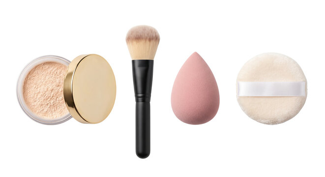 Face powder makeup brush blender and puff set
