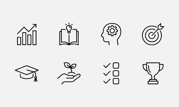 Capability development line editable icon set