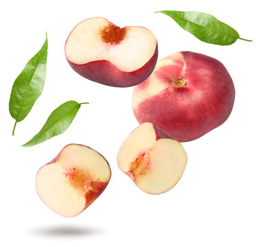 peach fruit isolated on white background. clipping path