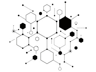Obraz premium Hexagon molecular network technology background