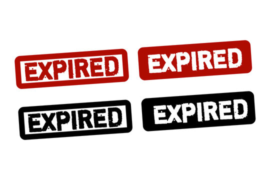Expired Grunge Rubber Stamp Collection Set &ndash; Distressed Expired Red Label, Vintage Deadline Status Badge, Retro Office Document Stamp Design Isolated