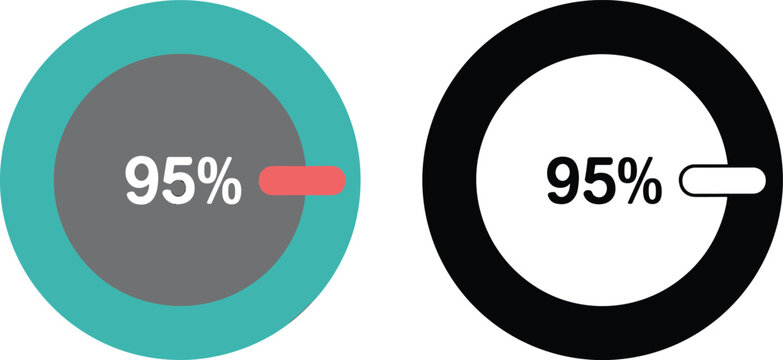 Circular Progress Bar Percentage Indicators with Loading Status and Completion Gauge Vector Icon Set
