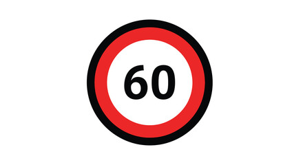 Obraz premium Speed Limit Sign With Number Sixty Red And White Circular Design