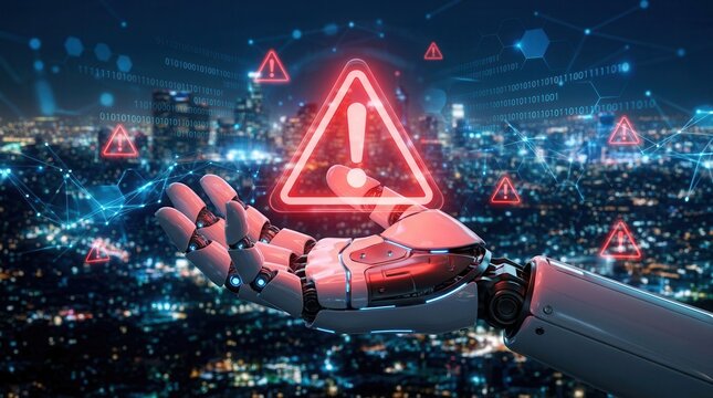 Automated system flagging a digital danger and risk of system failure.