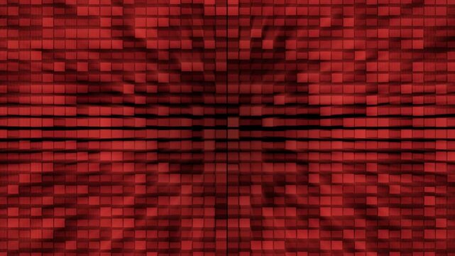 Red 3D Cubes Grid Background with Dynamic Extrusion Animation, Abstract Geometric Block Pattern Motion Graphic for VJ Loop