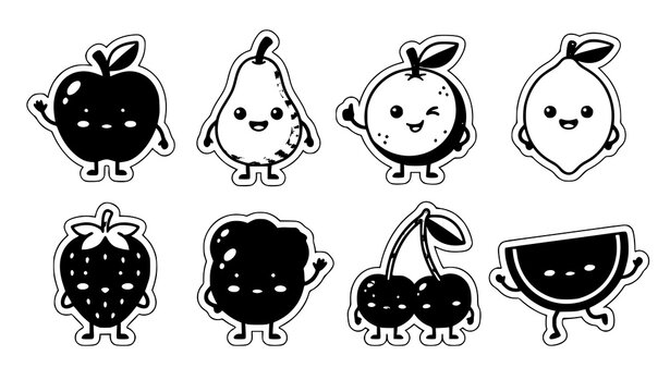 Adorable Kawaii Fruit Sticker Vector Pack with Cute Berry Characters