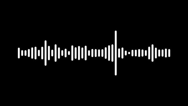 White digital sound equalizer graphic modern audio spectrum frequency waveform bar animation, for dj overlay, creative voice rhythm measurement display template on black background. 4k video