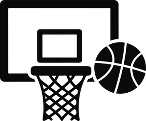 Basketball hoop icon, sports ball and backboard isolated PNG with Transparent Background © Rana