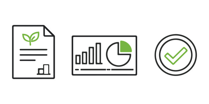  ESG Report and Sustainability Analytics Line Icons Set