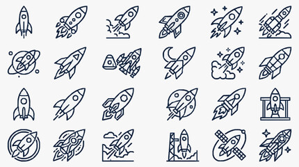 Collection of Space-Themed Rocket Icons © jamingan
