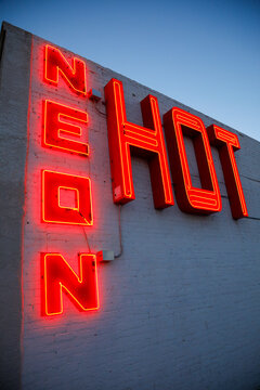 Red Neon Hot Sign Detail