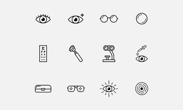 Ophthalmology line editable icon set
