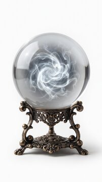 Halloween A mystical crystal ball with swirling ethereal energy sits atop an ornate stand, hinting at secrets and divination.
