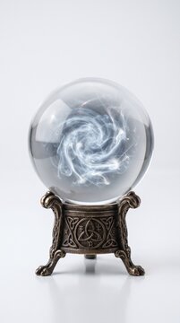 Halloween A mystical crystal ball with a swirling nebula pattern inside sits on an ornate stand, inviting contemplation of the unknown and the future.