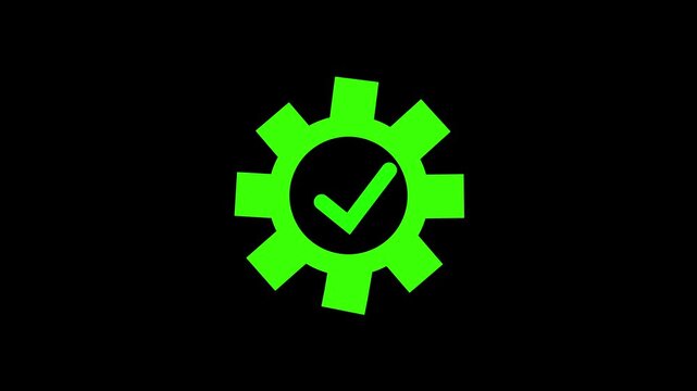 New check for technical solution assistance Commercial line,check setting glyph flat icon 4K video animation.
