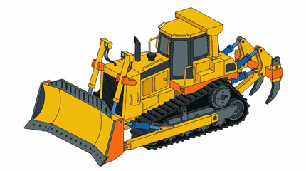 Yellow Bulldozer Heavy Construction Equipment Illustration. © pras