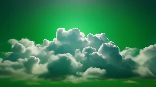 Panoramic cloudscape on green screen for seamless compositing. Ultra-high-definition sky backdrop with natural parallax motion for VFX and film pro...
