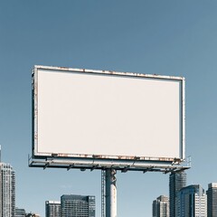 Obraz premium Blank urban billboard in Toronto offering advertising space. Empty outdoor billboard structure in a city against a clear sky, ready for new advertisement