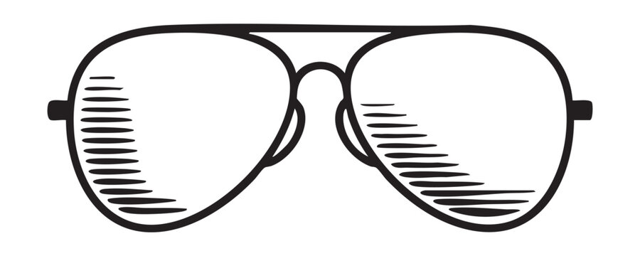 Aviator sunglasses in a stylish hand-drawn vector sketch, perfect for fashion and retro designs.