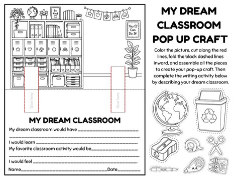 My Dream Classroom Pop-Up Craft for Kids | Printable 3D Classroom Activity with Creative Writing Prompt, Color, Cut & Build Paper Craft, Back to School Project, Classroom Design Activity, Printable ST