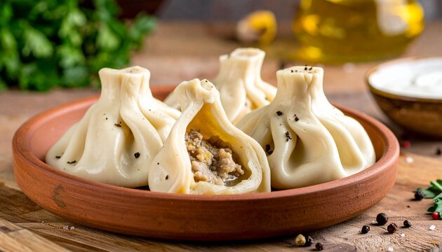 Georgian Khinkali Open Bite with Broth