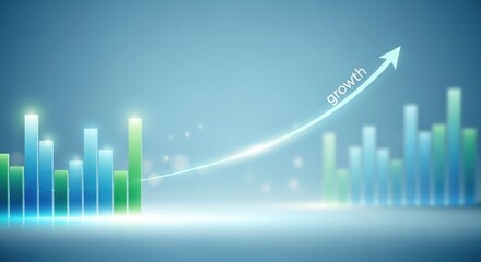 Fototapeta premium Visual representation of upward business growth and progress through bar charts
