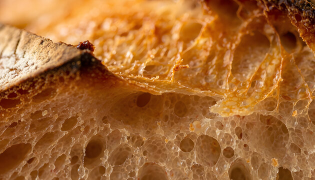 Textura de miga de pan artesanal de masa madre