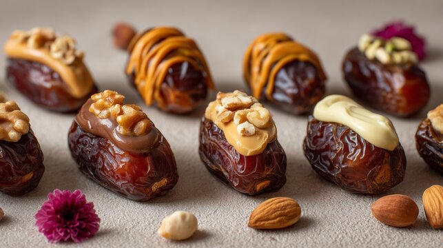 Stuffed dates with nuts and peanut butter