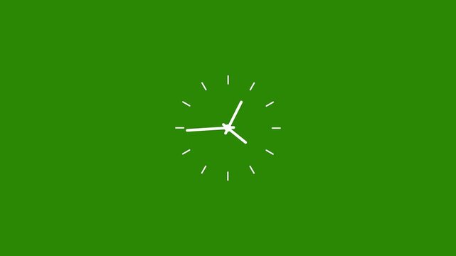 Timelapse of a wall clock white color animation. Wall clock on a lime green background 4k video.
