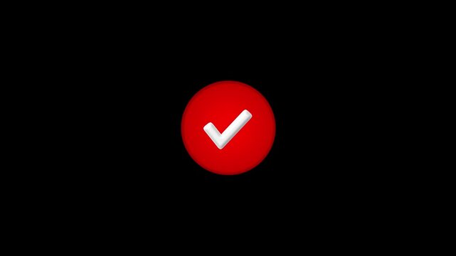 Check mark ideal for concept approval or rejection blue color animation. Black background 4k video.