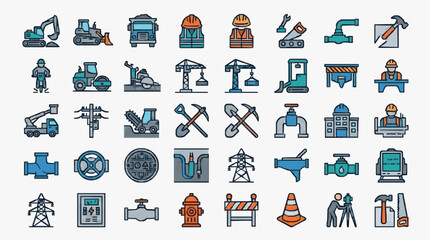 Construction and Utility Equipment Icons Set © Nayla