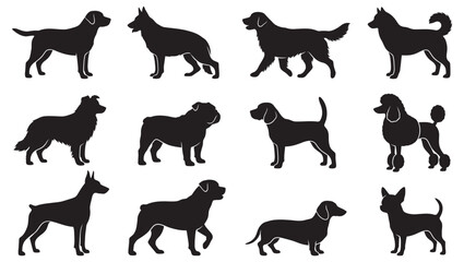 Dog Breeds Silhouettes Vector  Set Bundle © Art Corner