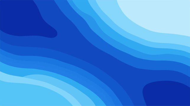 Abstract blue wave background, topographic map vector pattern, fluid layered papercut design for modern web banners and corporate backdrops