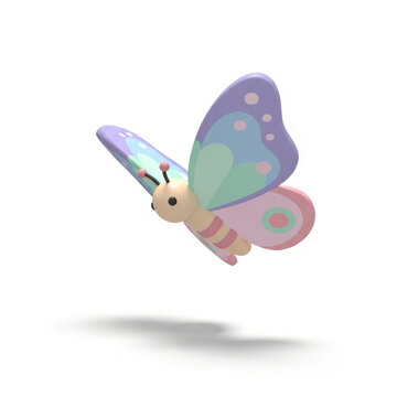 Cute cartoon butterfly illustration with pastel colors
