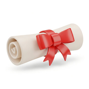 Diploma scroll with red ribbon
