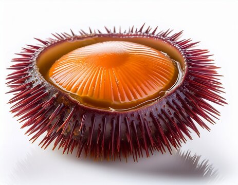 fresh sea urchin delicacy ready to be enjoyed isolated on white background